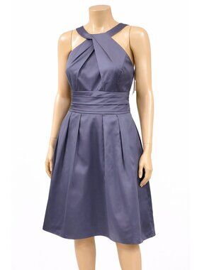 David’s Bridal Halter Dress Gray A-Line Pockets Sz 10 NWT Wedding Guest